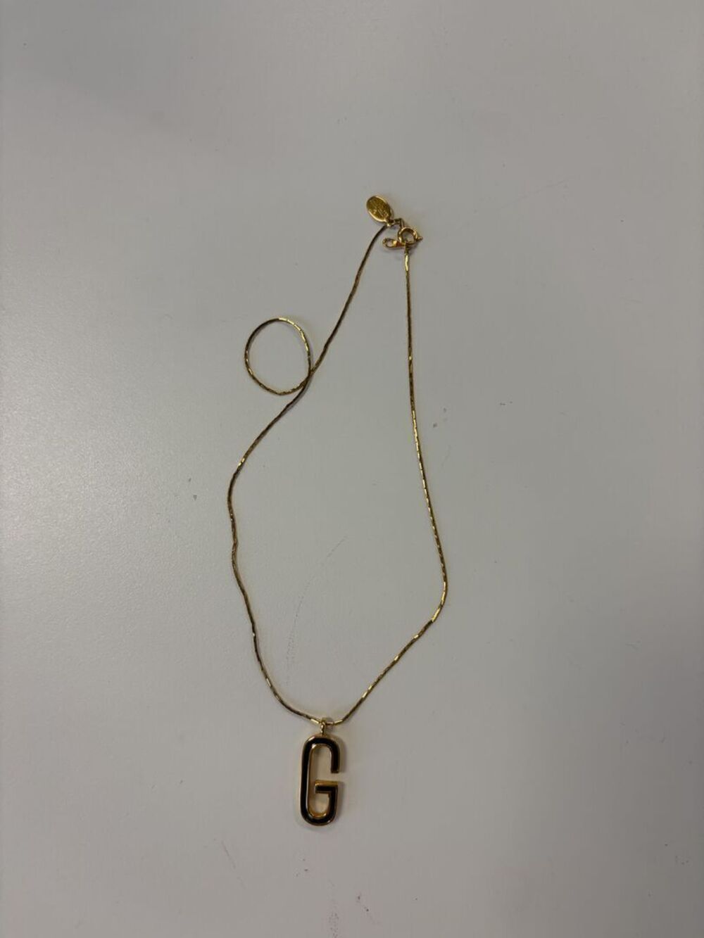 Givenchy Vintage Gold Black Enamel Large G Pendant Necklace